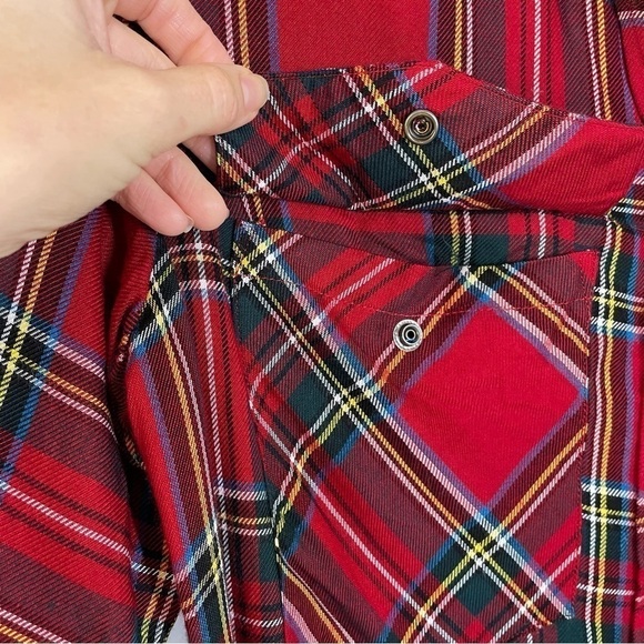 Sanctuary Button Front Tartan Plaid Boyfriend Pocket Shirt NWT - Picture 6 of 10